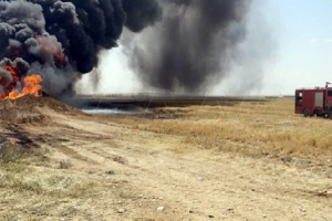 حريق في خط «لنقل النفط» في حمص