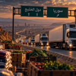 شاحنات نقل على طريق التصدير من سوريا إلى دول الخليج