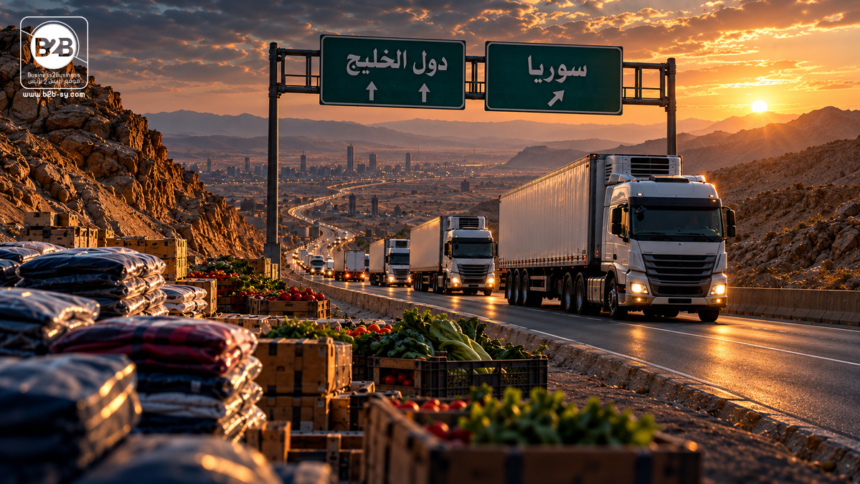 شاحنات نقل على طريق التصدير من سوريا إلى دول الخليج